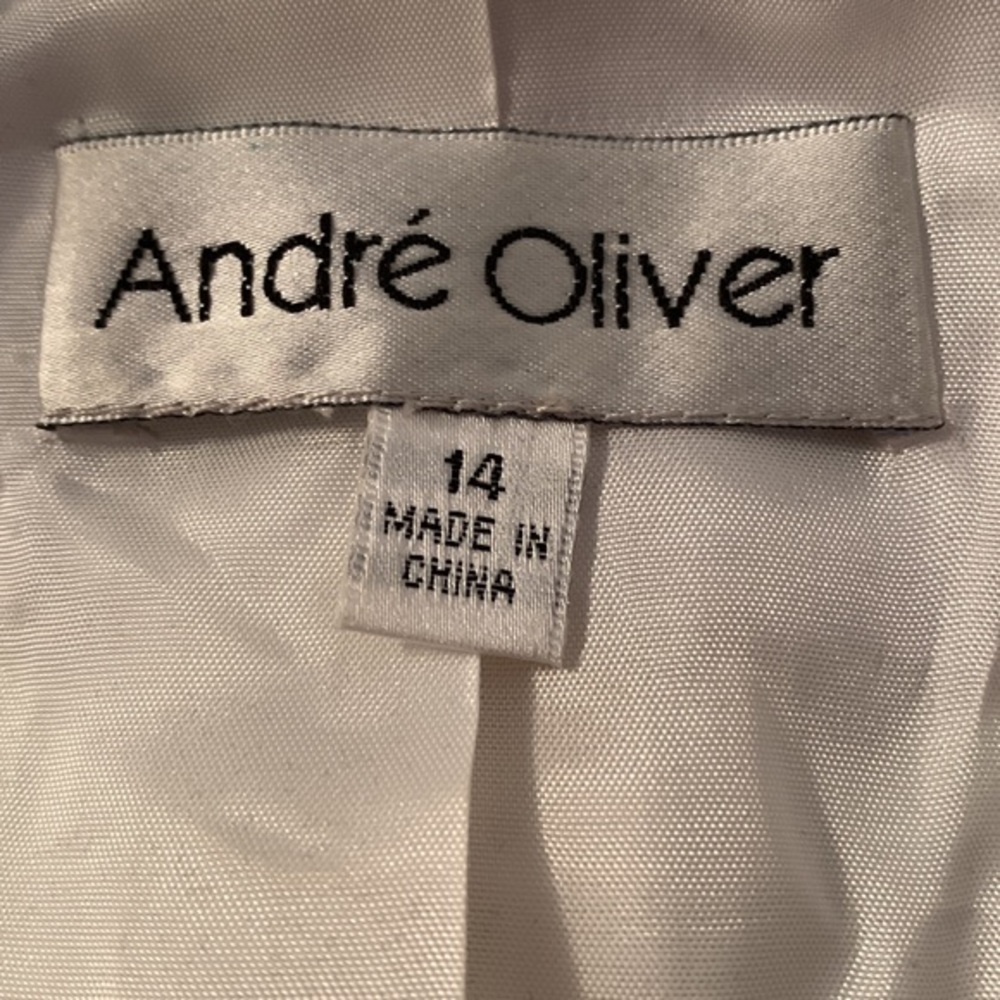 Andre Oliver Blazer Notched Collar Single Button Tan and Cream Print Ladies 14 - Picture 5 of 10